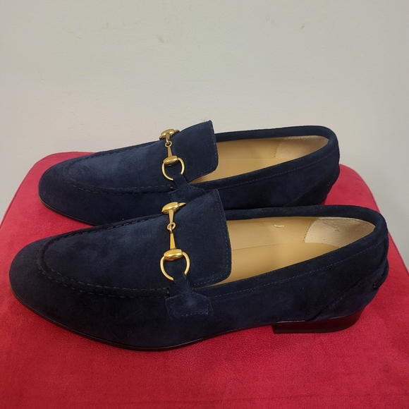 GUCCI Jordaan Horsebit Blue Suede Loafers.. - Picture 2 of 10